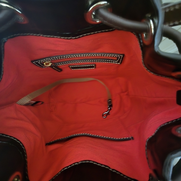 Dooney Denison Crossbody Drawstring Bag - Color: Espresso - Picture 9 of 12